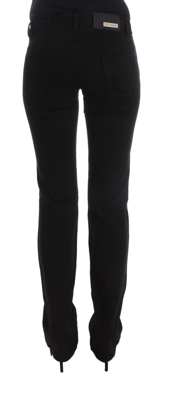 Costume National Black Cotton Slim Fit Bootcut Jeans Zwart