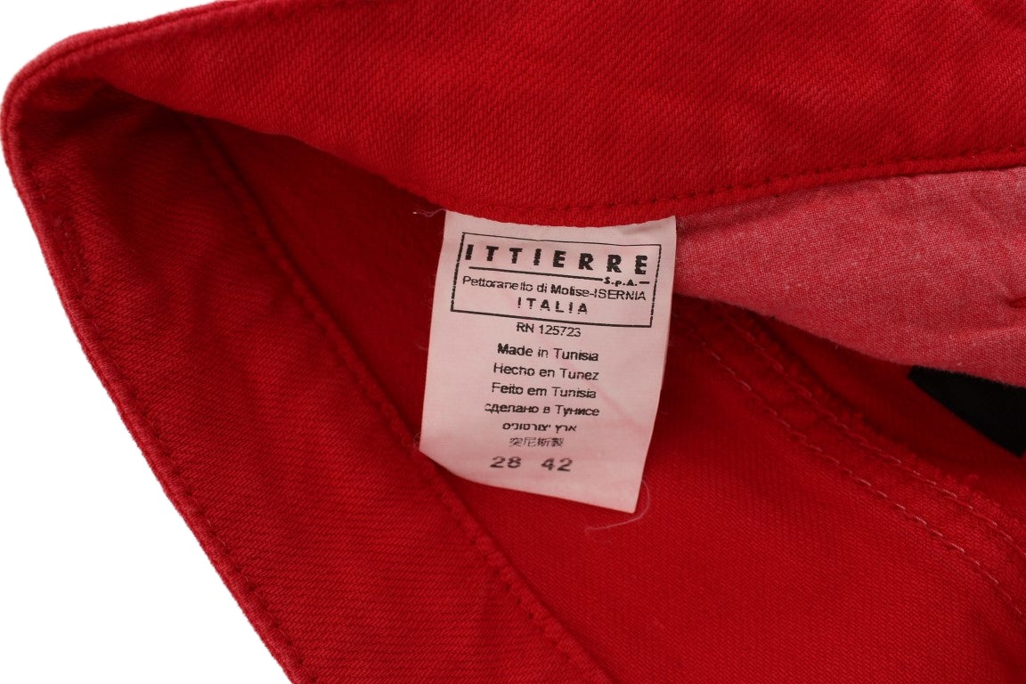 Costume National Red Cotton Blend Super Slim Fit Jeans Rood