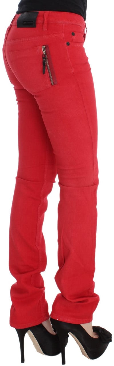 Costume National Red Cotton Blend Super Slim Fit Jeans Rood