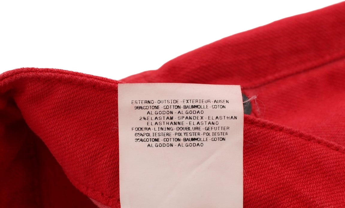 Costume National Red Cotton Blend Super Slim Fit Jeans Rood