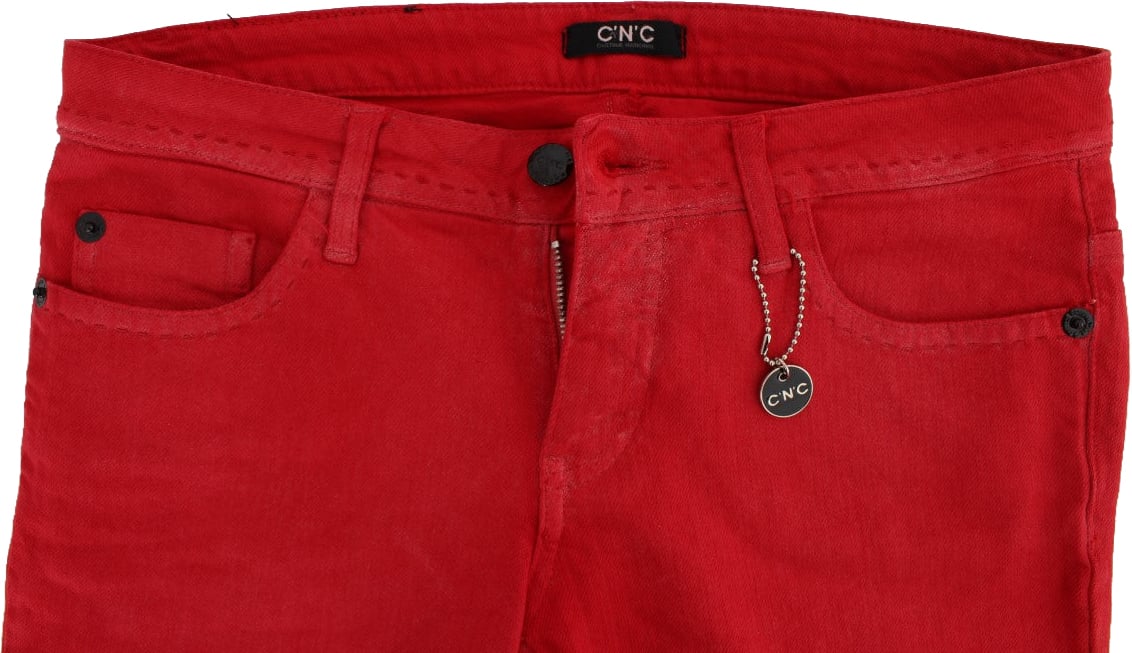 Costume National Red Cotton Blend Super Slim Fit Jeans Rood