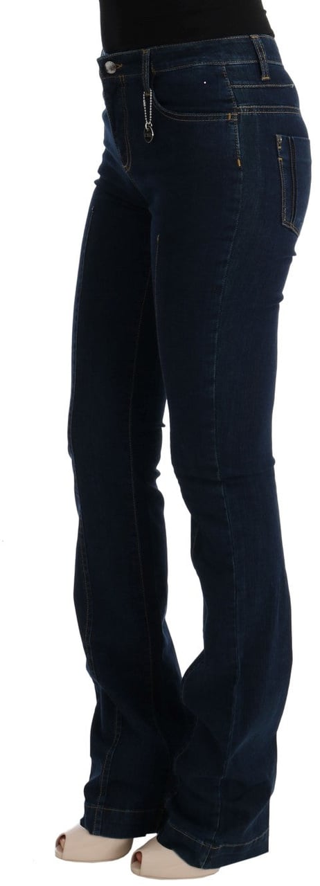 Costume National Blue Cotton Bootcut Flared Jeans Blauw