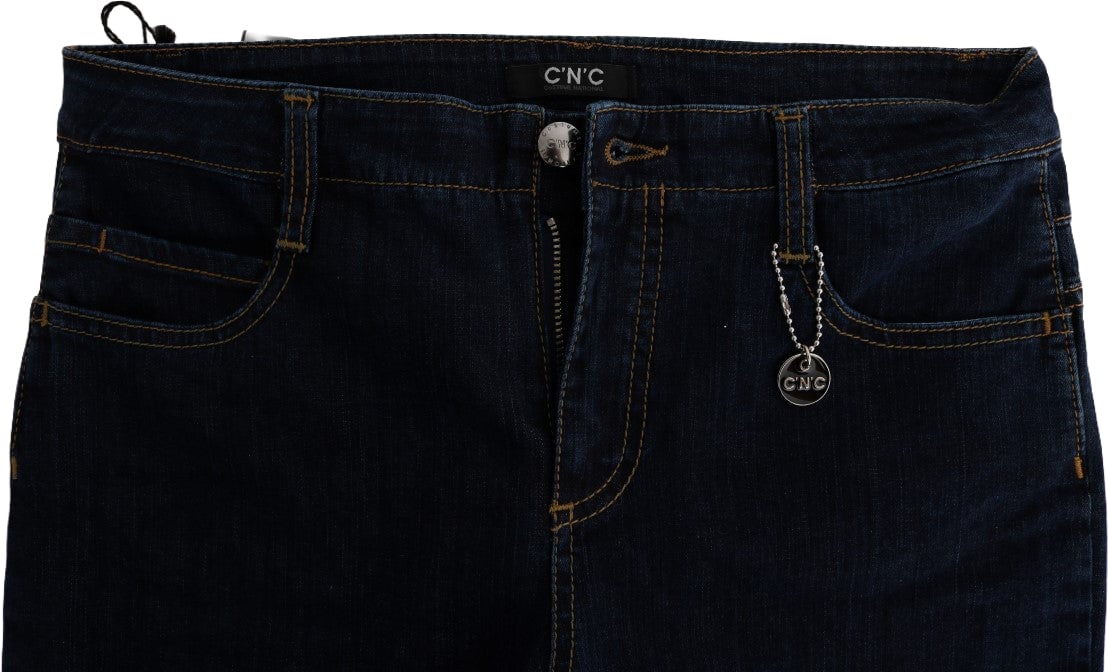 Costume National Blue Cotton Bootcut Flared Jeans Blauw