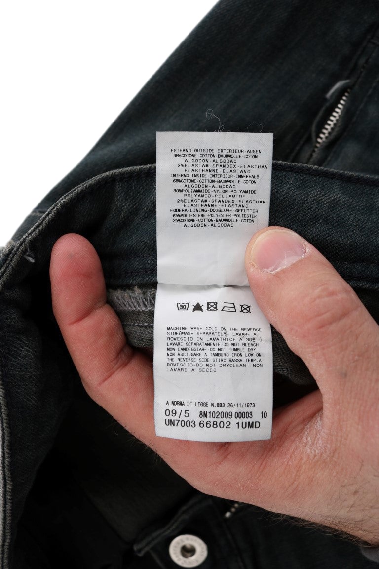 Costume National Gray Cotton Superslim Denim Jeans Grijs