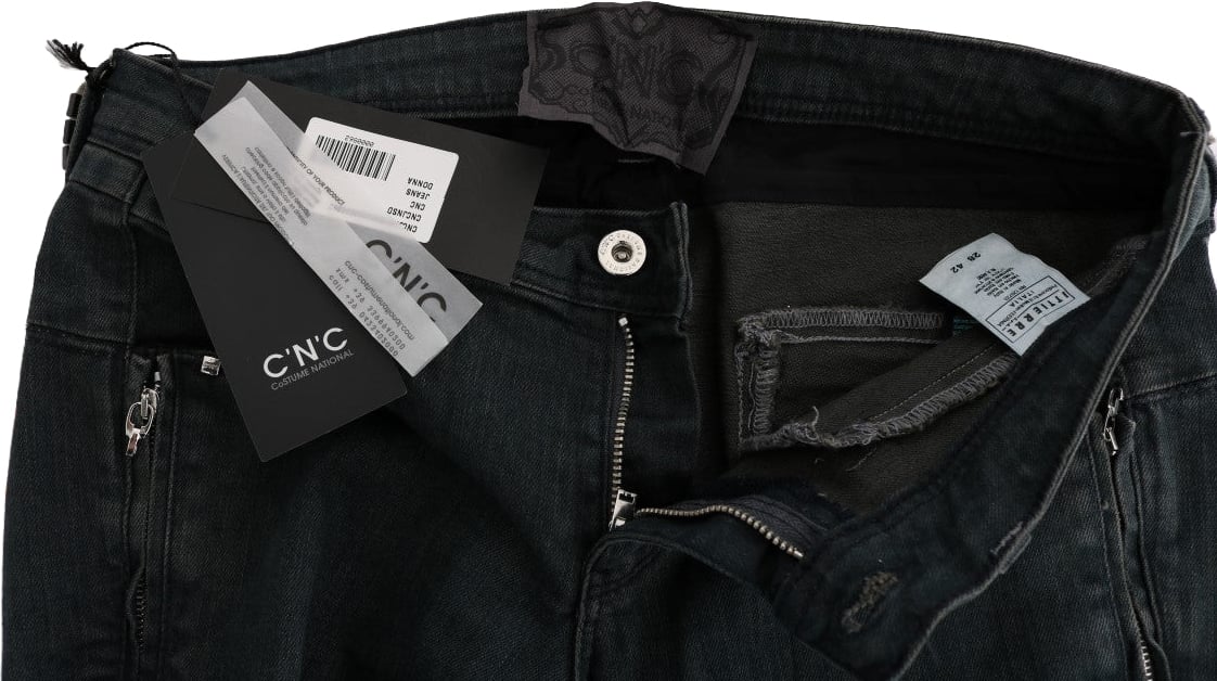 Costume National Gray Cotton Superslim Denim Jeans Grijs