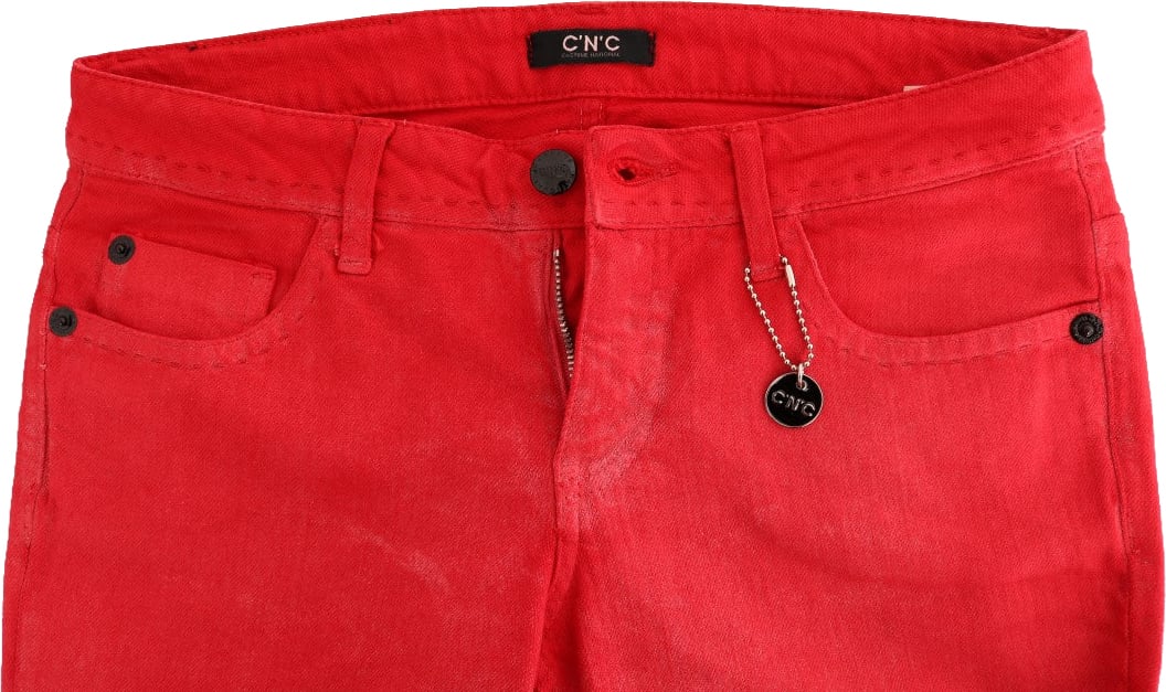 Costume National Red Cotton Stretch Slim Jeans Rood