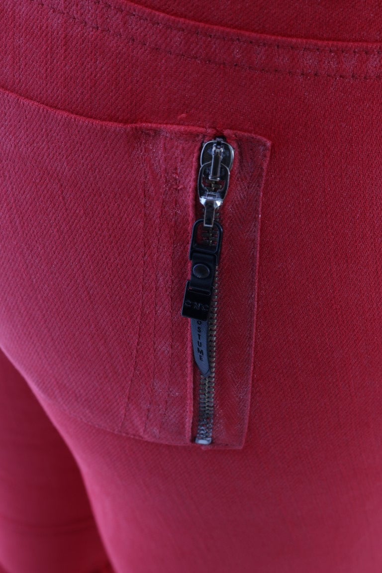 Costume National Red Cotton Stretch Slim Jeans Rood