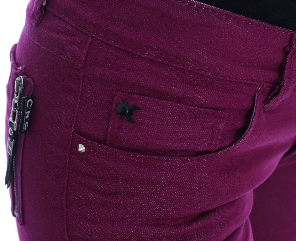 Costume National Purple Cotton Stretch Slim Denim Jeans Paars
