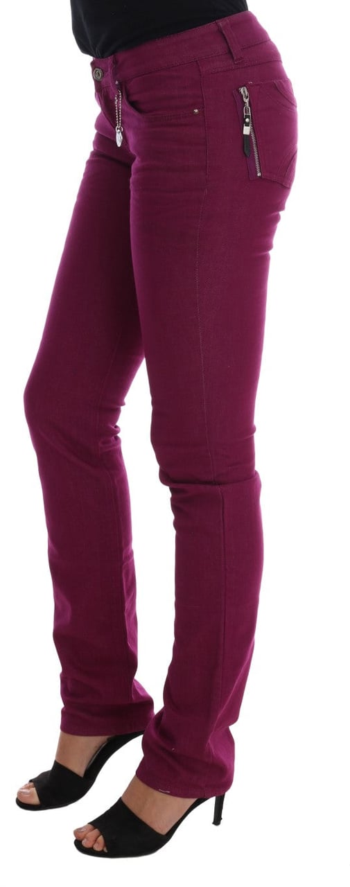 Costume National Purple Cotton Stretch Slim Denim Jeans Paars