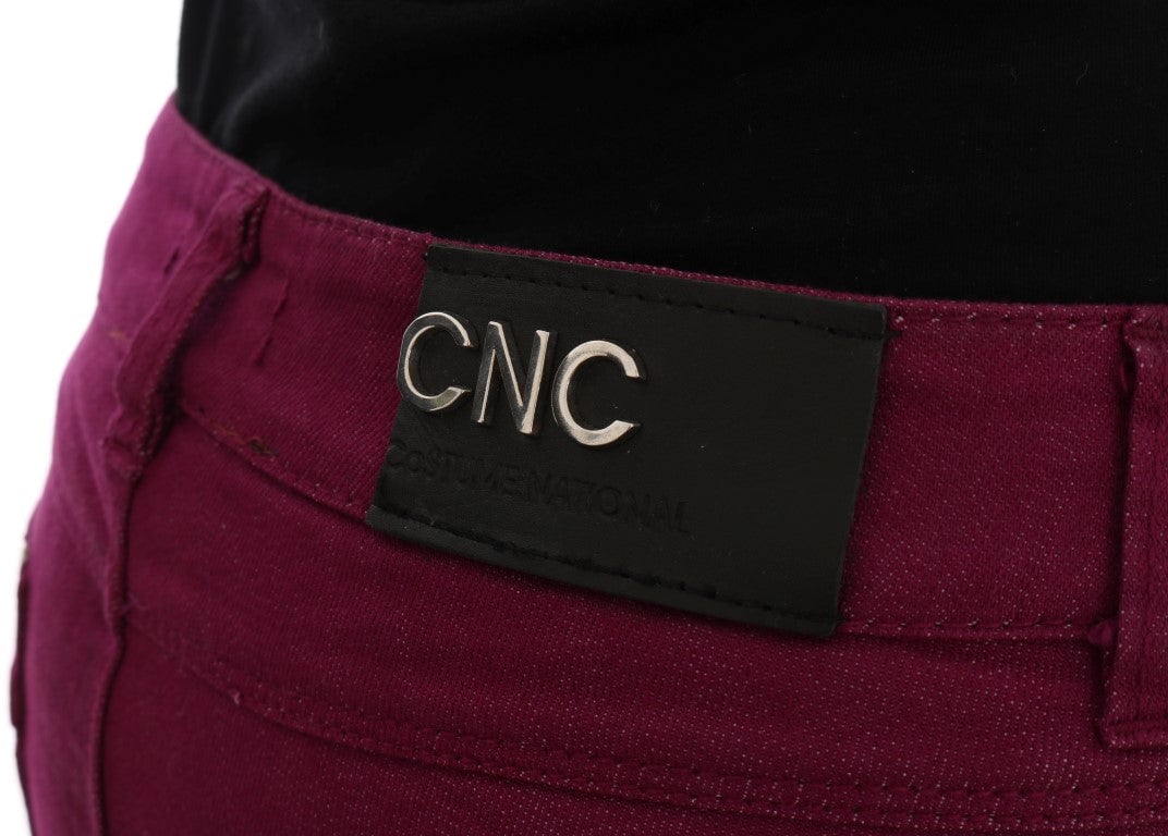 Costume National Purple Cotton Stretch Slim Denim Jeans Paars