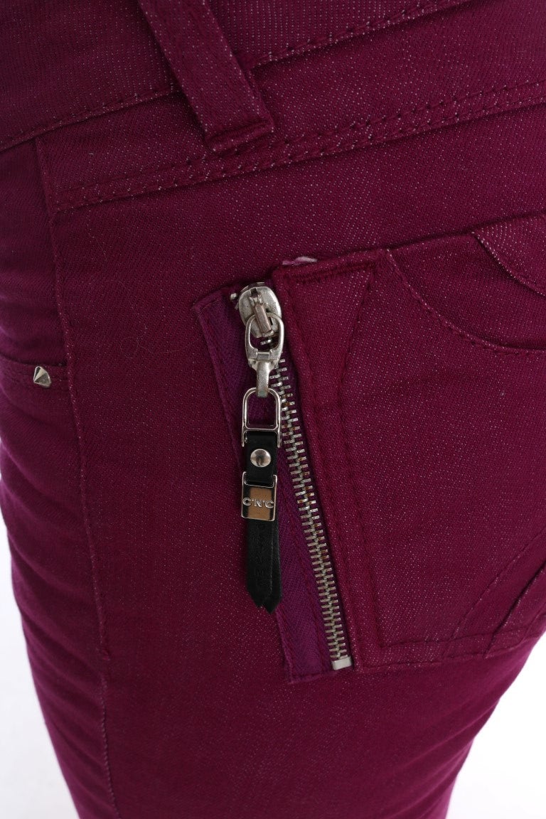 Costume National Purple Cotton Stretch Slim Denim Jeans Paars