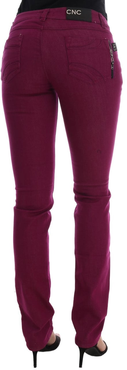 Costume National Purple Cotton Stretch Slim Denim Jeans Paars