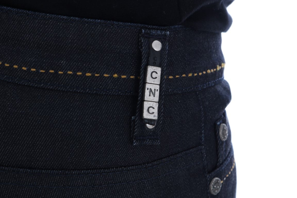 Costume National Blue Cotton Stretch Slim Fit Jeans Blauw