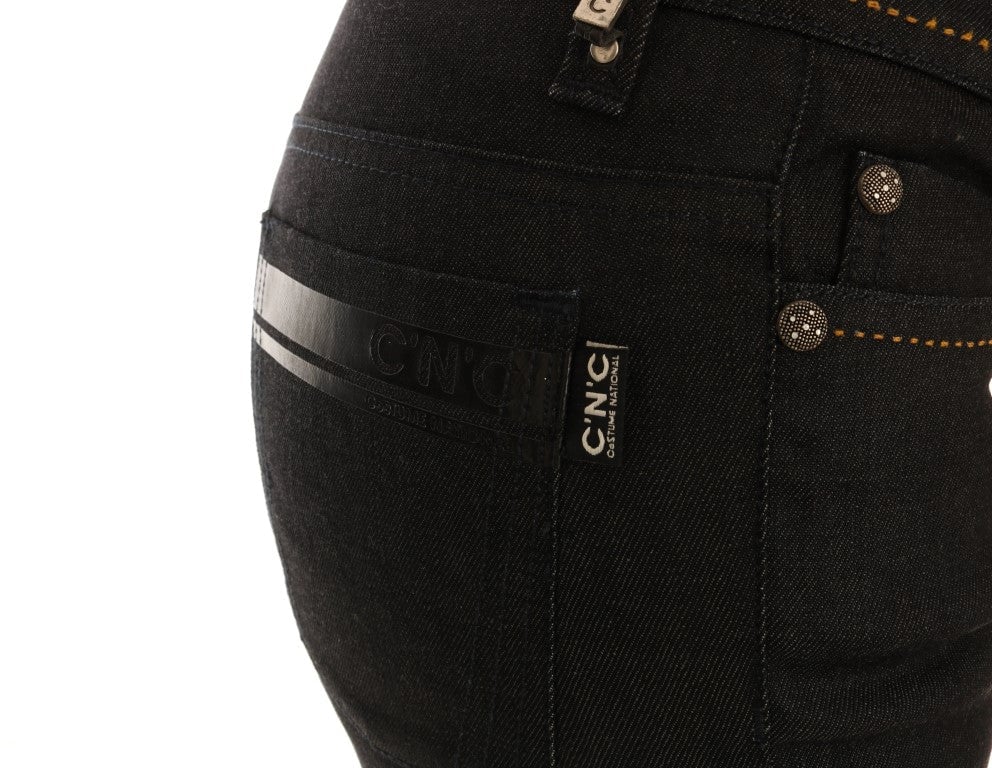 Costume National Blue Cotton Stretch Slim Fit Jeans Blauw