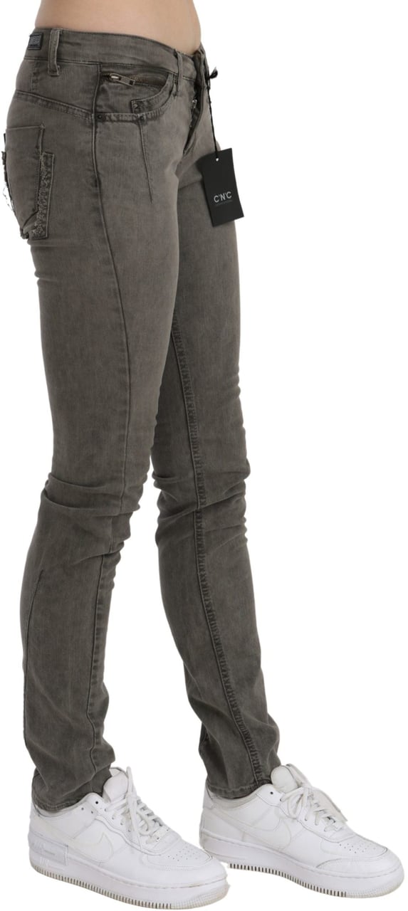 Costume National Gray Low Waist Skinny Denim Cotton Jeans Grijs