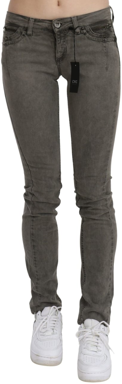 Costume National Gray Low Waist Skinny Denim Cotton Jeans Grijs
