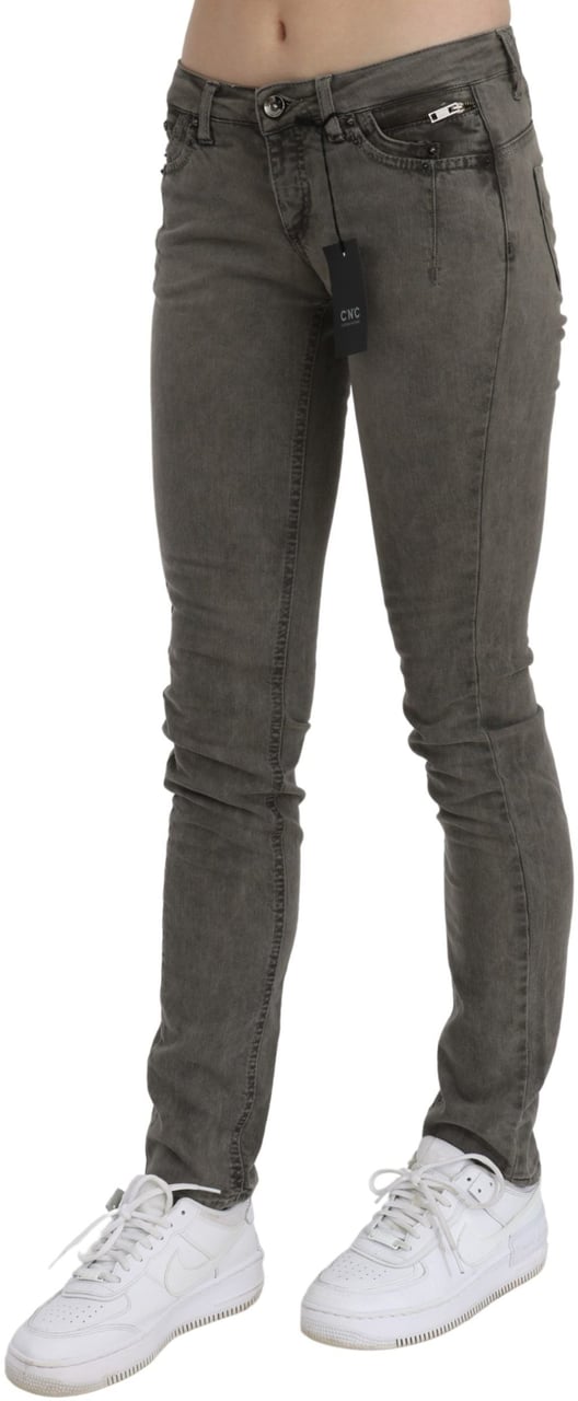 Costume National Gray Low Waist Skinny Denim Cotton Jeans Grijs