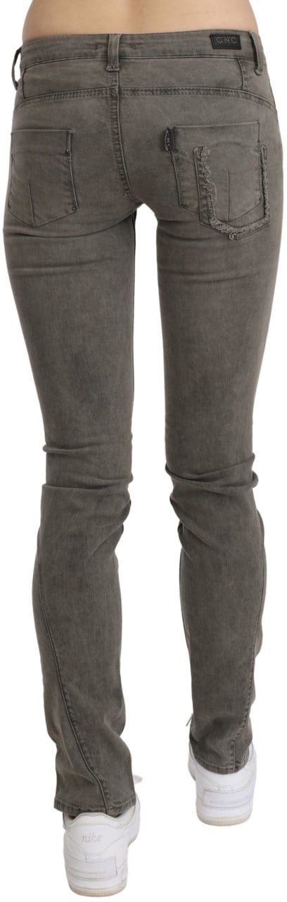 Costume National Gray Low Waist Skinny Denim Cotton Jeans Grijs