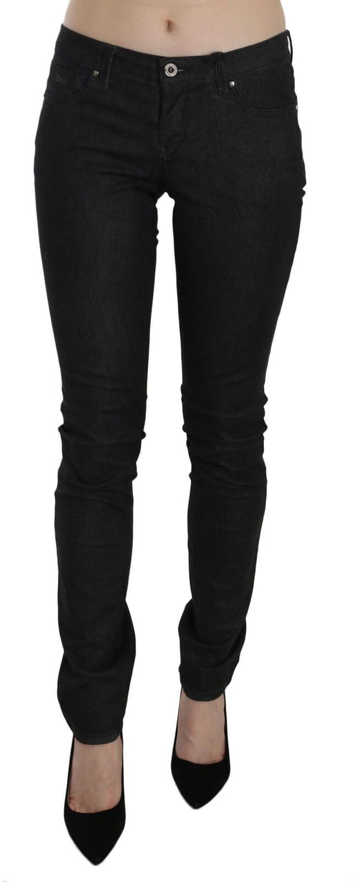 Costume National Black Low Waist Skinny Casual Denim Jeans Zwart