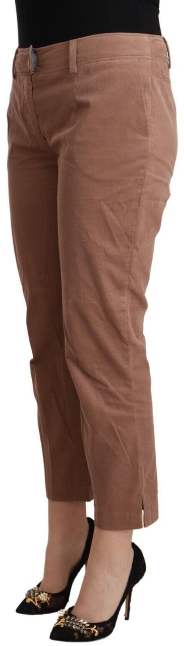 Costume National Brown Cotton Tapered Cropped Pants Bruin