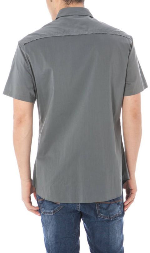 Costume National "Gray Cotton Men's Shirt with Italian Collar" Grijs