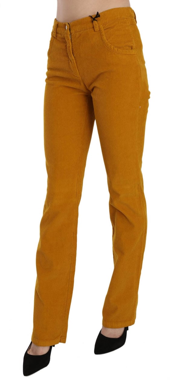 Costume National Orange High Waist Straight Trouser Pants Oranje