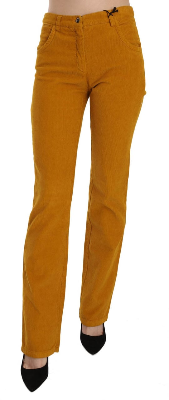 Costume National Orange High Waist Straight Trouser Pants Oranje