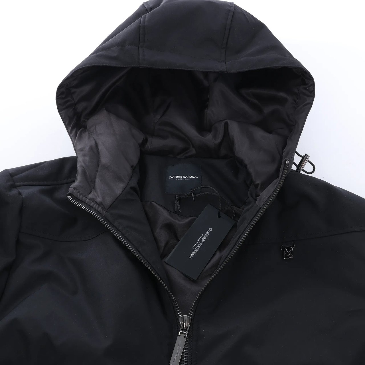 Costume National CoSTUME NATIONAL Giubbino Hooded Jacket in Black, Size IT 48 Zwart