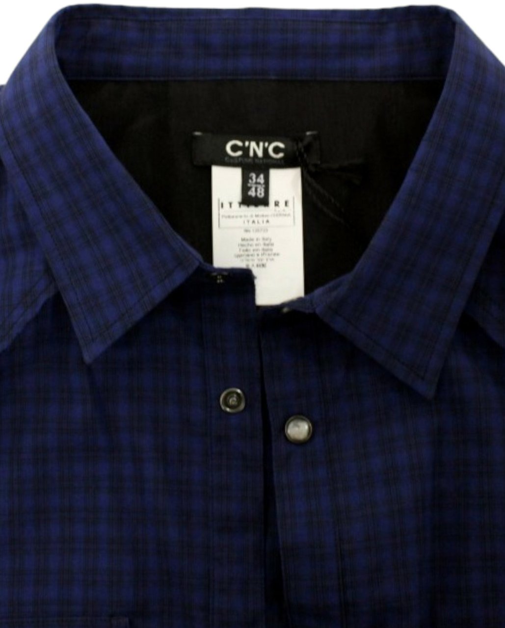 Costume National Blue checkered cotton shirt Blauw