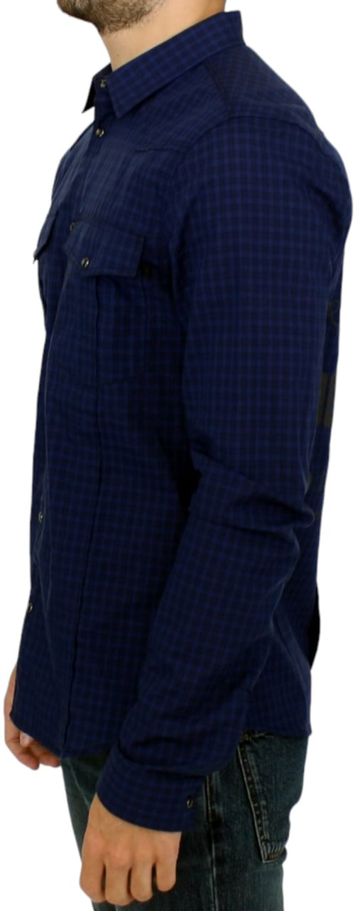 Costume National Blue checkered cotton shirt Blauw