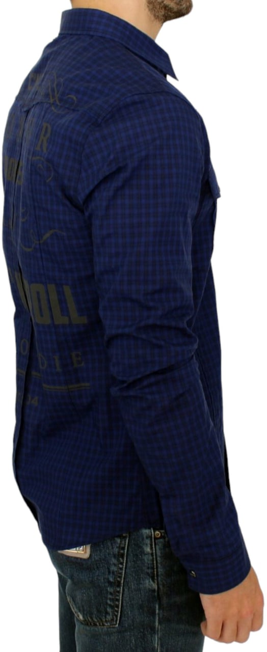 Costume National Blue checkered cotton shirt Blauw