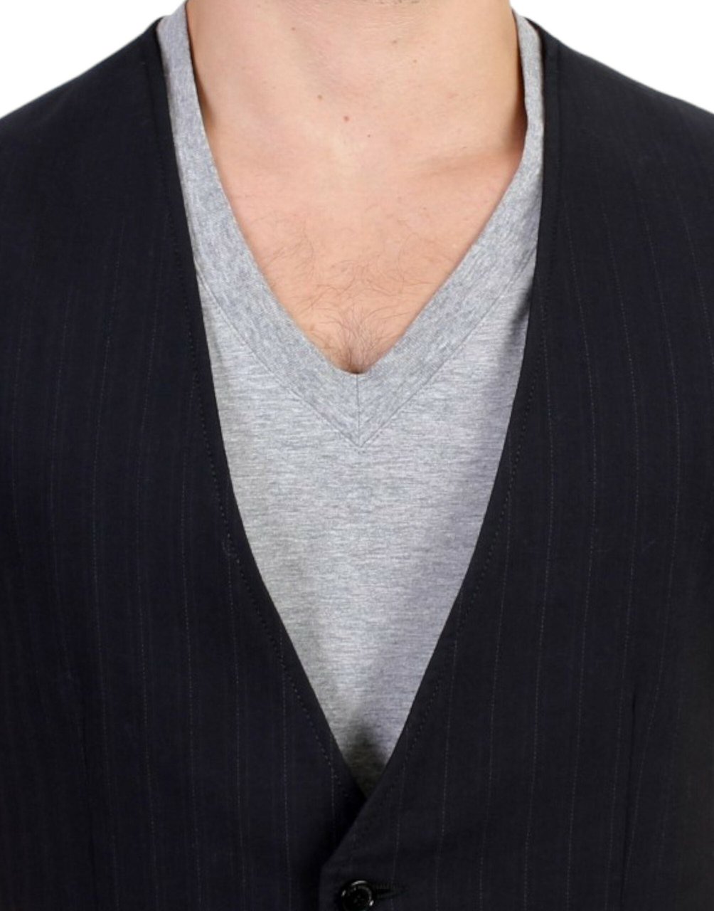 Costume National Black striped cotton casual vest Zwart