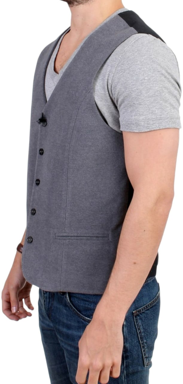 Costume National Gray cotton blend casual vest Grijs