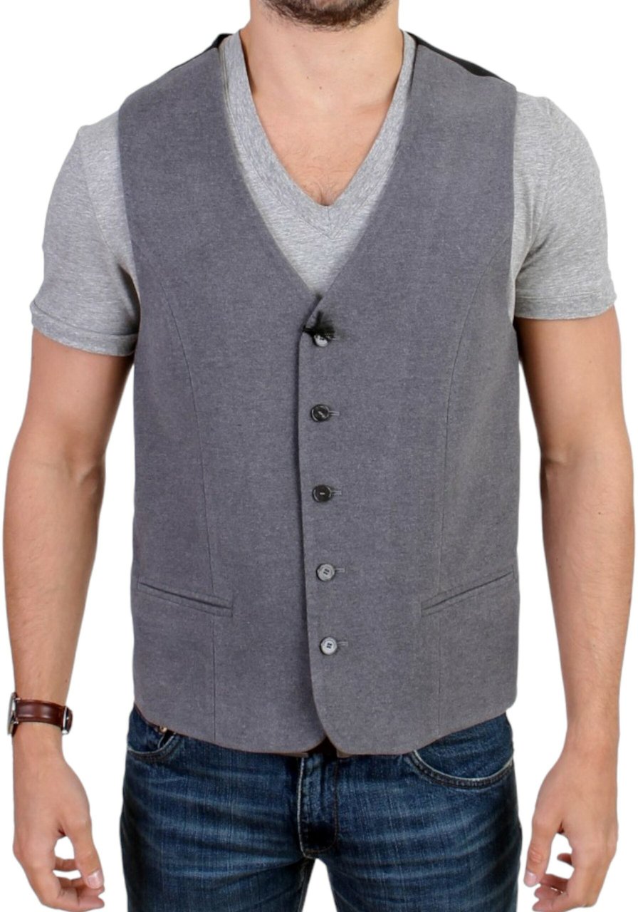 Costume National Gray cotton blend casual vest Grijs