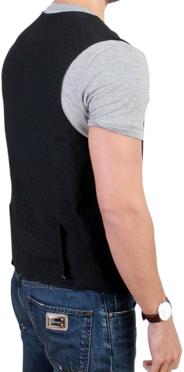 Costume National Black wool blend casual vest Zwart