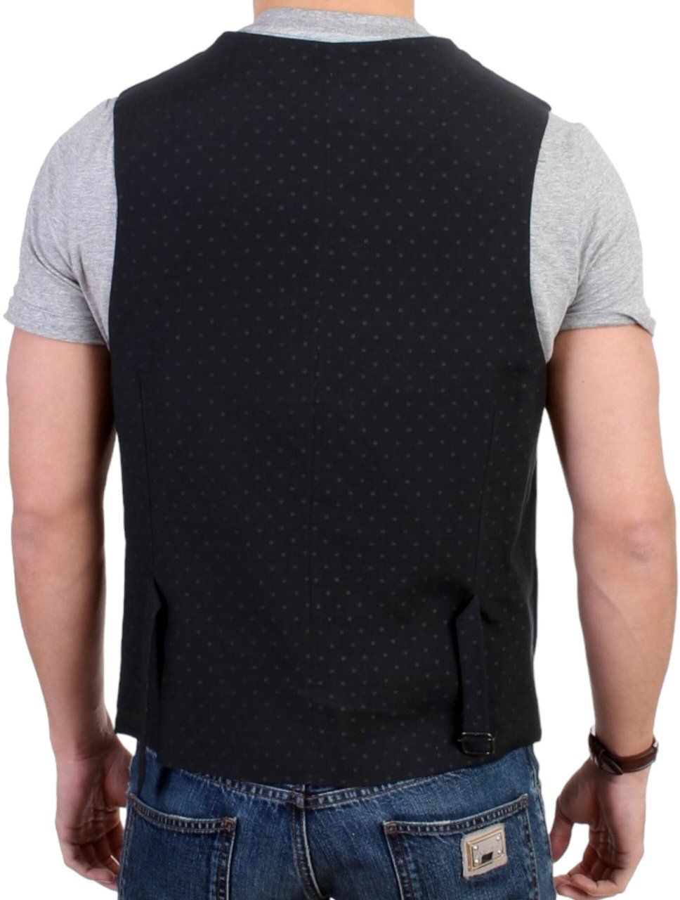 Costume National Black wool blend casual vest Zwart