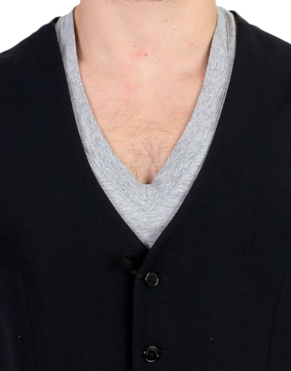 Costume National Black wool blend casual vest Zwart