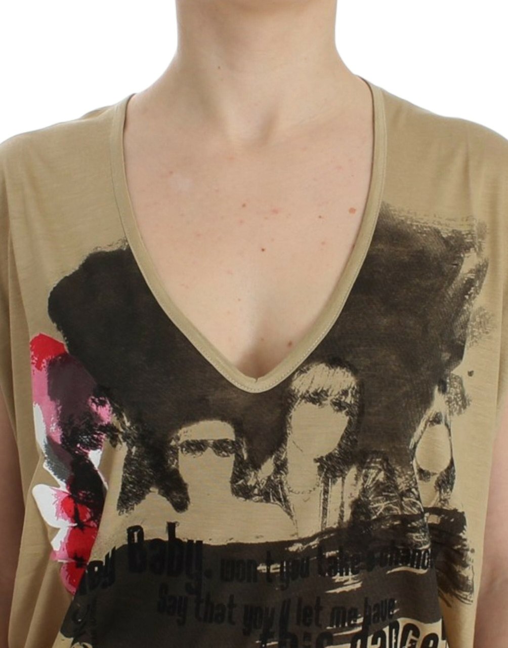 Costume National Beige motive print t-shirt Beige