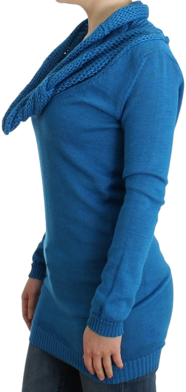 Costume National Blue knitted scoopneck sweater Blauw