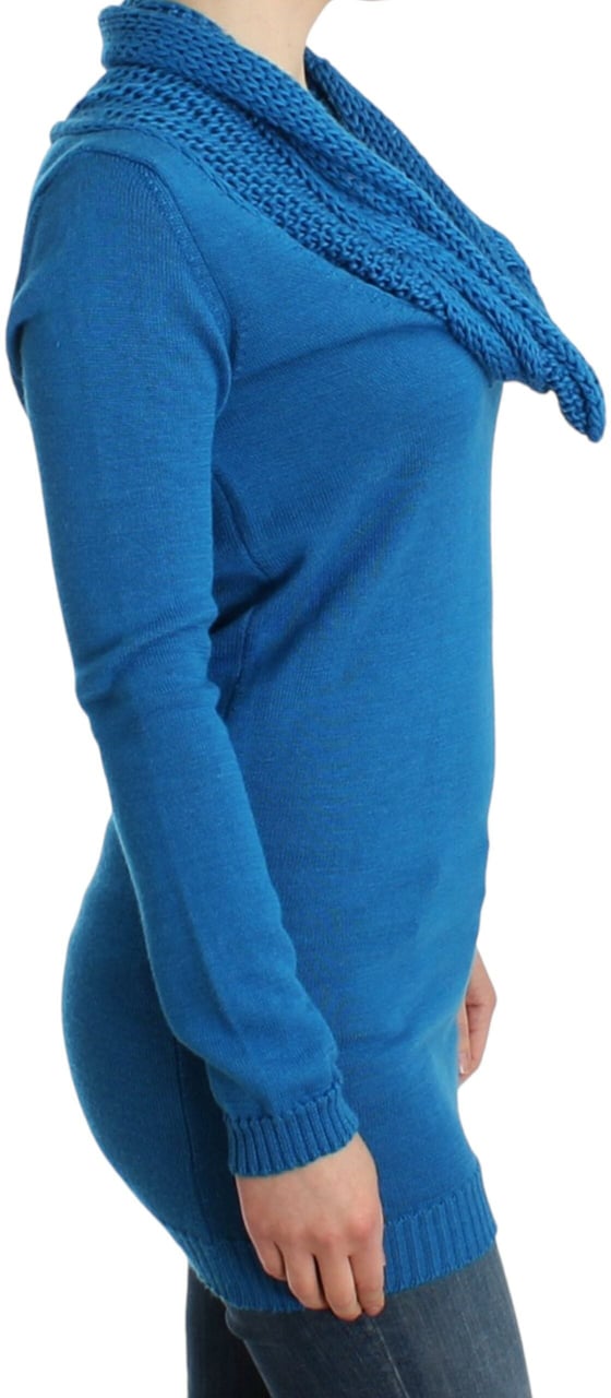 Costume National Blue knitted scoopneck sweater Blauw