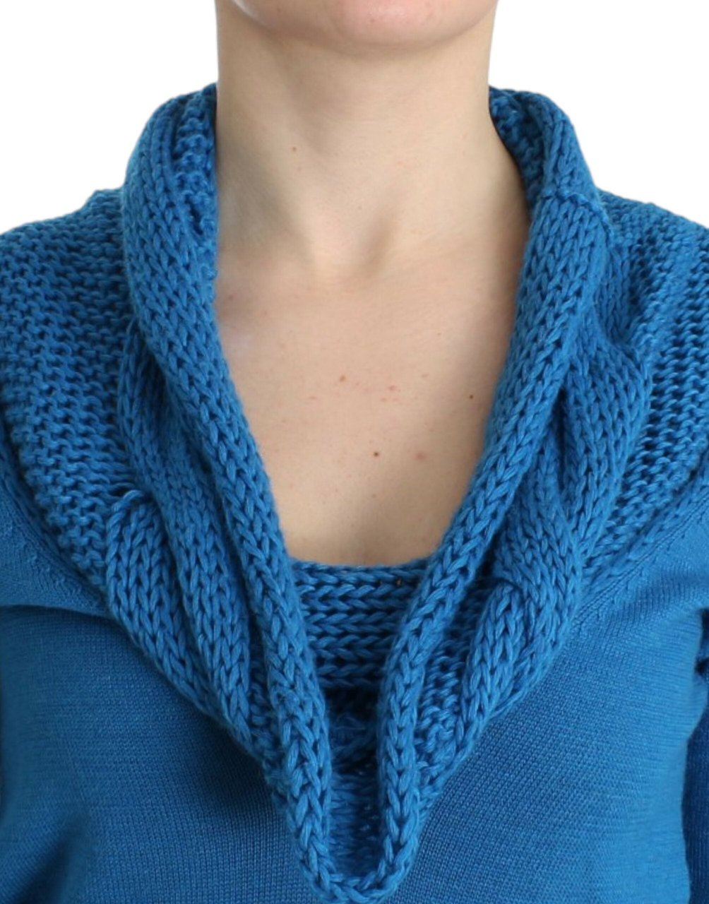 Costume National Blue knitted scoopneck sweater Blauw