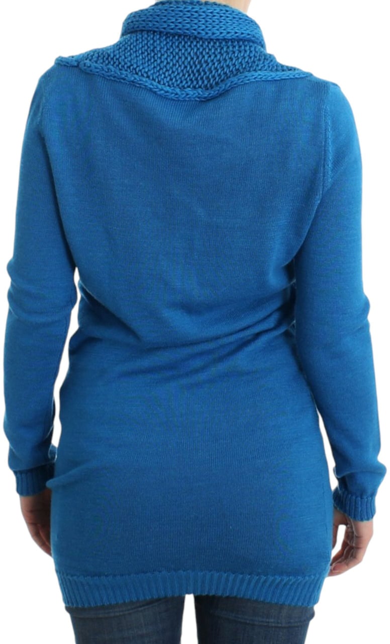Costume National Blue knitted scoopneck sweater Blauw