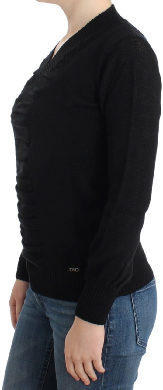 Costume National Black V-neck wool sweater Zwart