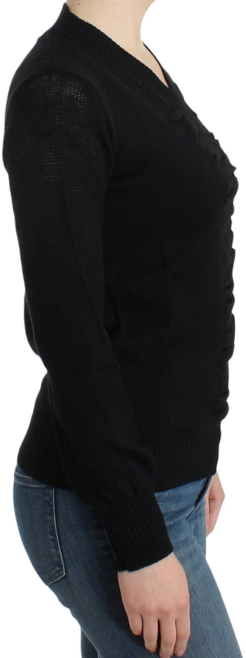 Costume National Black V-neck wool sweater Zwart