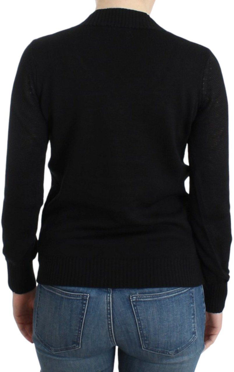 Costume National Black V-neck wool sweater Zwart