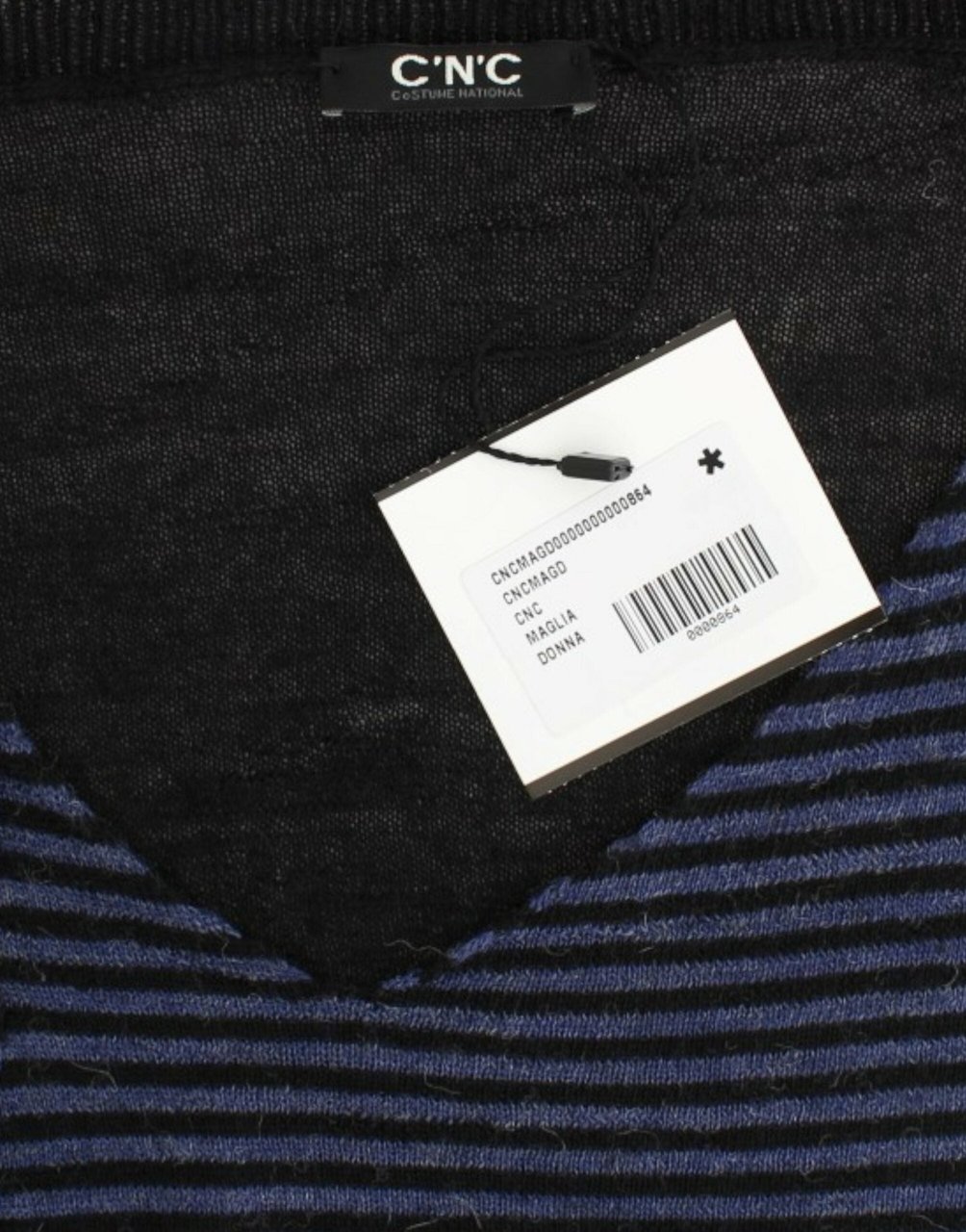Costume National Black striped V-neck sweater Zwart
