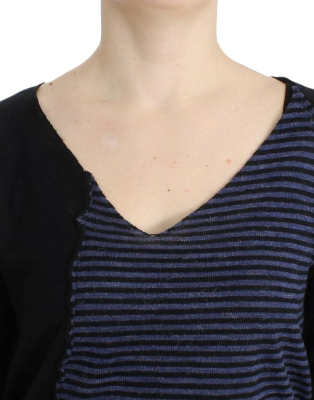 Costume National Black striped V-neck sweater Zwart