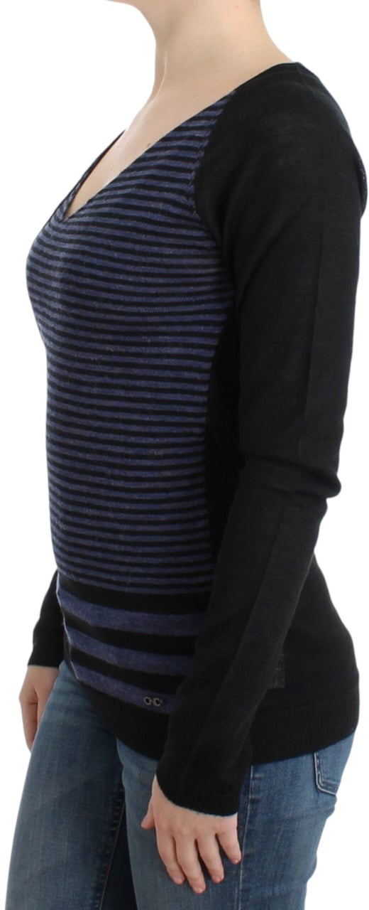 Costume National Black striped V-neck sweater Grijs