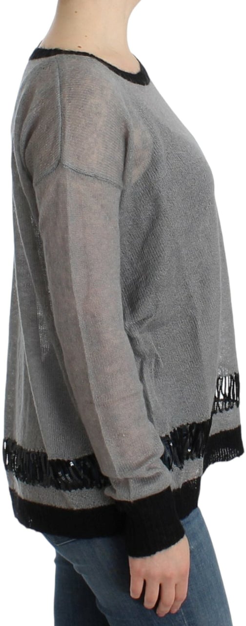 Costume National Gray embellished asymmetric sweater Blauw