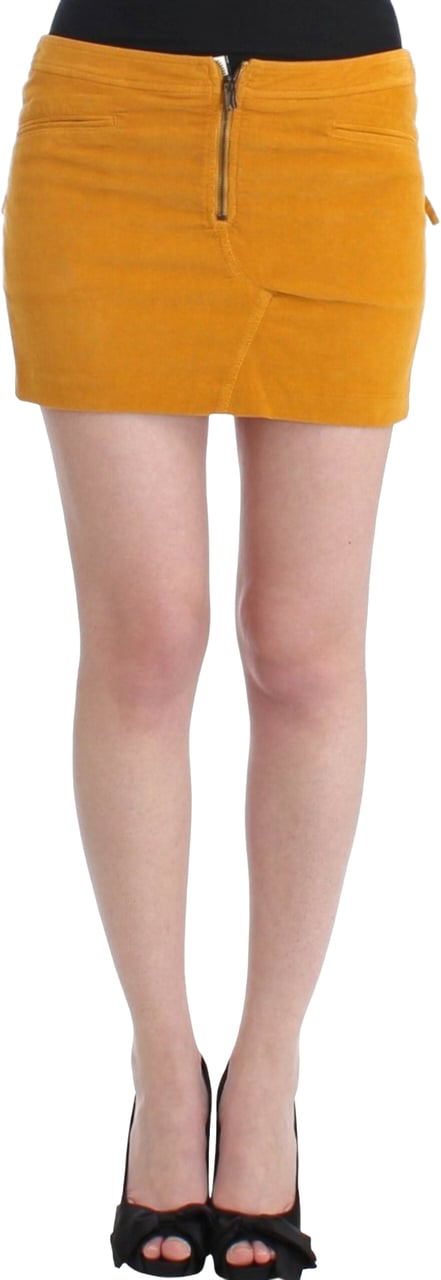 Costume National Yellow corduroy mini skirt Geel